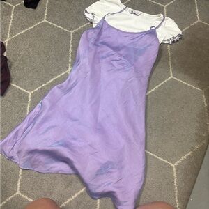 SO White T-Shirt and Iridescent Purple Dress Set